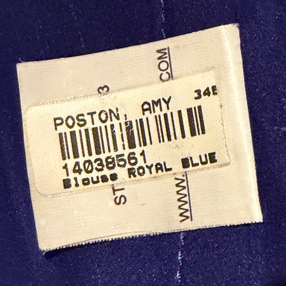 Beautiful Real Silk TRINA TURK royal blue and gold stunning button down top, Sm - Picture 8 of 9